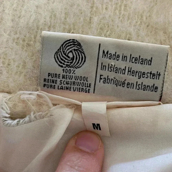 100% Wool Fair Isle Zip Up Jacket Made in Iceland Neutral Shrunk ☹️ Sz S-M - Picture 6 of 12